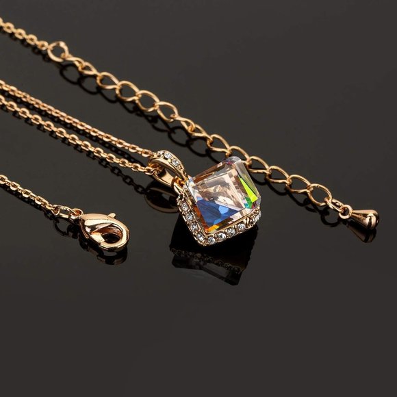 New Colorful Cubic Austrian Crystal Pendant Necklace Earrings for Women … - Picture 3 of 9